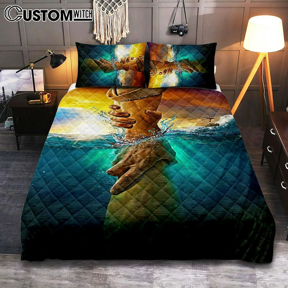 Jesus Saves Peter From Drowning Quilt Bedding Set Bedroom - Jesus Quilt Bedding Set Pictures - Christian Quilt Bedding Set Bedroom