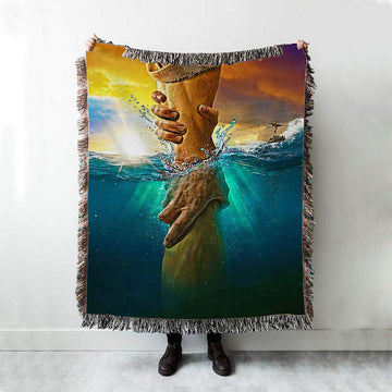 Jesus Saves Peter From Drowning Woven Throw Blanket - Jesus Woven Blanket Pictures - Christian Woven Throw Blanket