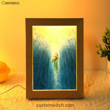 Jesus Saving Me Beach Water Frame Lamp Prints - Jesus Christ Frame Lamp Art - Christian Decor