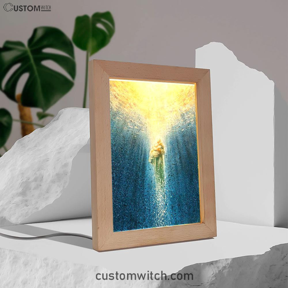 Jesus Saving Me Beach Water Frame Lamp Prints - Jesus Christ Frame Lamp Art - Christian Decor