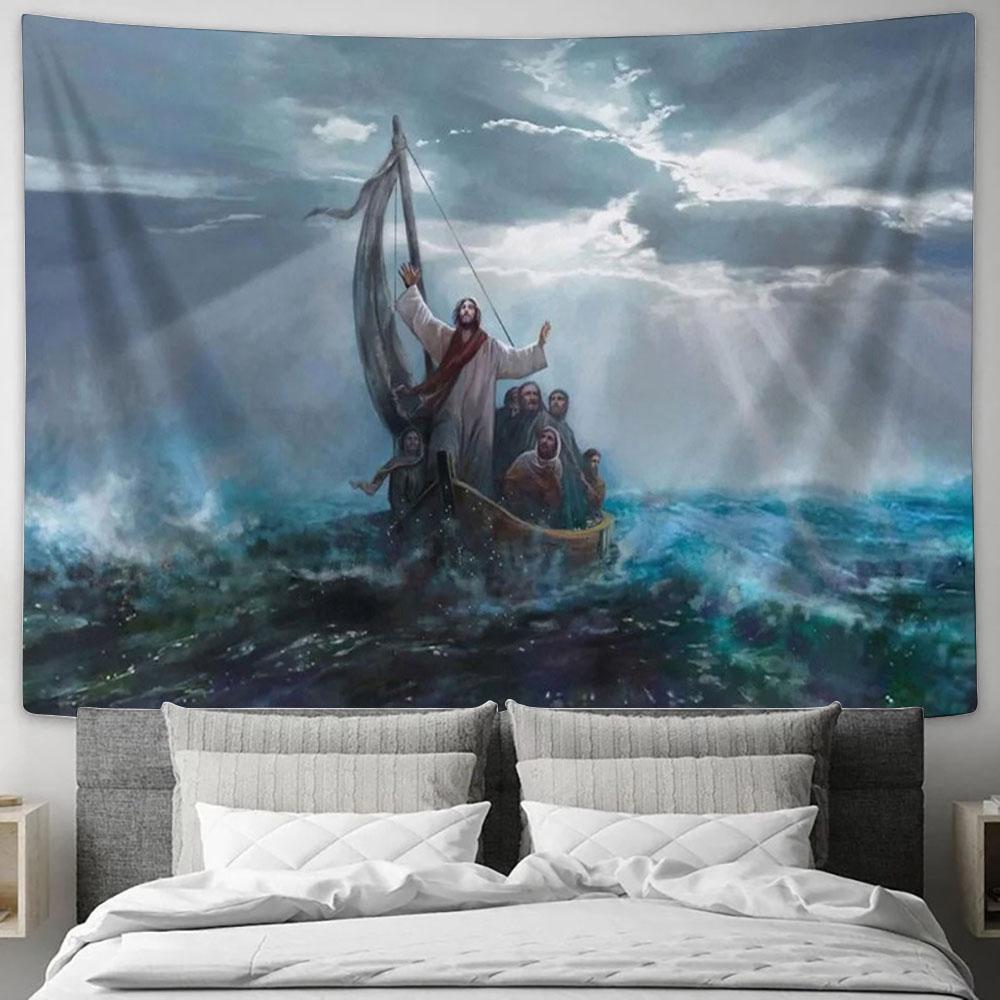 Jesus Saving On The Beach Large Tapestry - Christian Tapestry Prints - Religious Tapestry Art