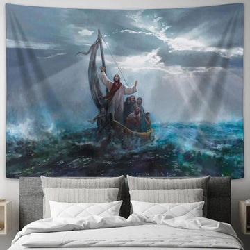 Jesus Saving On The Beach Large Tapestry - Christian Tapestry Prints - Religious Tapestry Art