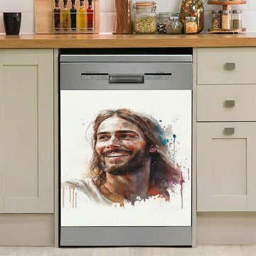 Jesus Sitting Down In The Forest Dishwasher Cover, Jesus Dishwasher Wrap, Christian Kitchen Decoration