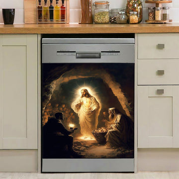 Jesus Smiling Dishwasher Cover, Jesus Dishwasher Wrap, Jesus Kitchen Decoration