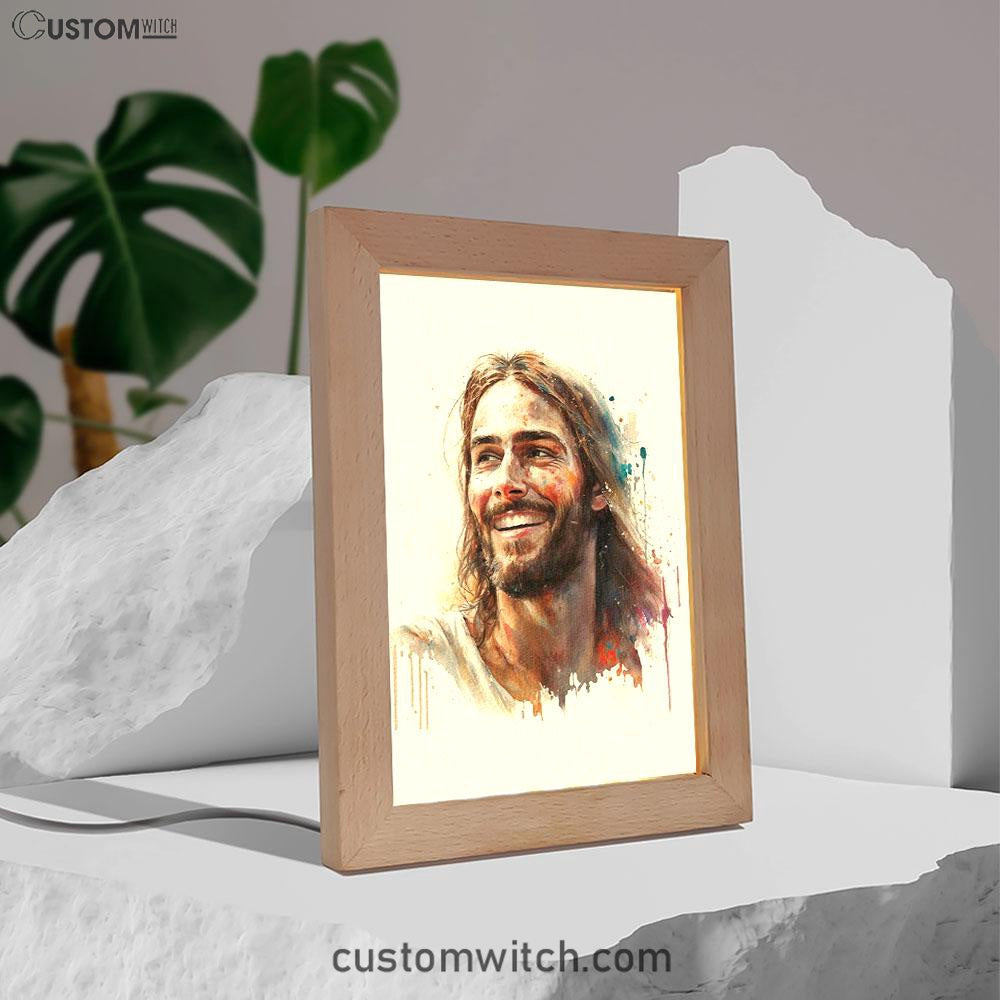 Jesus Smiling Frame Lamp Pictures - Jesus Art Prints - Jesus Art - Christian Home Decor