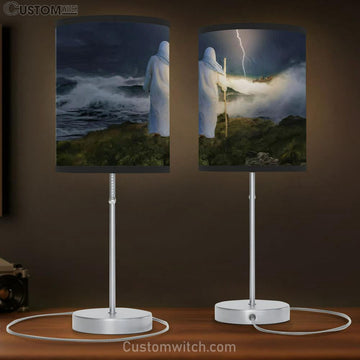 Jesus Standing On The Rock Shore Of A Stormy Sea Table Lamp Art - Christian Lamp Gift Decor - Jesus Christ Table Lamp