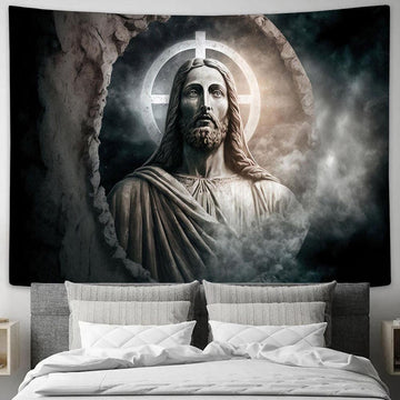 Jesus Stone Historical Religious Event Tapestry Pictures - Faith Art - Christian Tapestry Wall Art Decor