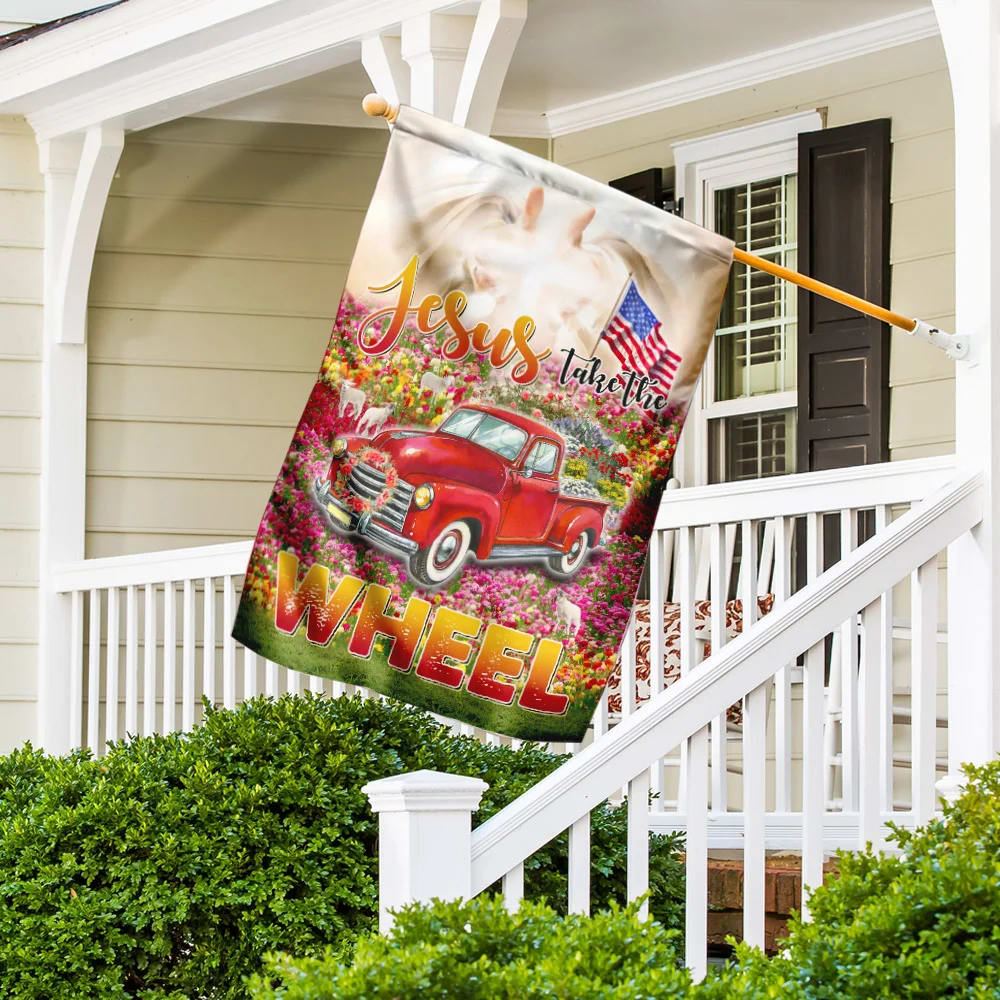 Jesus Take The Wheel God's Glory House Flag, Christian Flag, Christian Flag, Scripture Flag, Garden Banner
