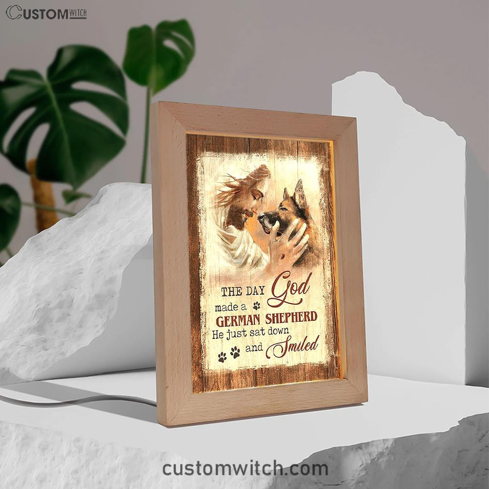 Jesus The Day God Made A German Shepherd Frame Lamp - Christian Art - Religious Home Decor