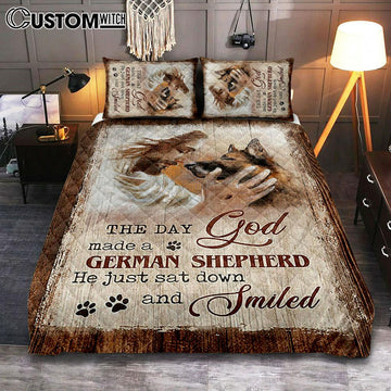Jesus The Day God Made A German Shepherd Quilt Bedding Set - Christian Bedroom - Religious Home Decor