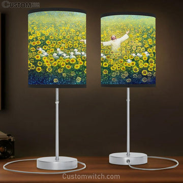 Jesus The Lamps And Sunflower Table Lamp - Be Glad And Rejoice Large Table Lamp - Christian Table Lamp Prints - Religious Table Lamp Art