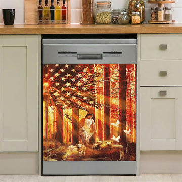 Jesus &amp; The Lambs Dishwasher Cover, Jesus Dishwasher Stickers, Christian Kitchen Decor