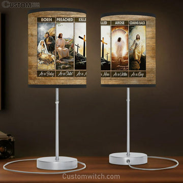 Jesus The Life Of Jesus Cross He Comes Back As A King Table Lamp Art - Christian Lamp Gift Decor - Bible Verse Table Lamp
