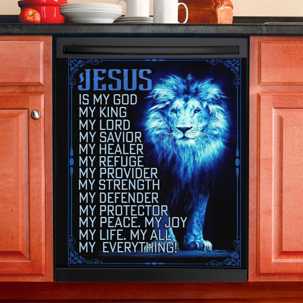 Jesus The Lion Of Judah Dishwasher Cover, The Perfect Combination Dishwasher Wrap, Christian Kitchen Decoration