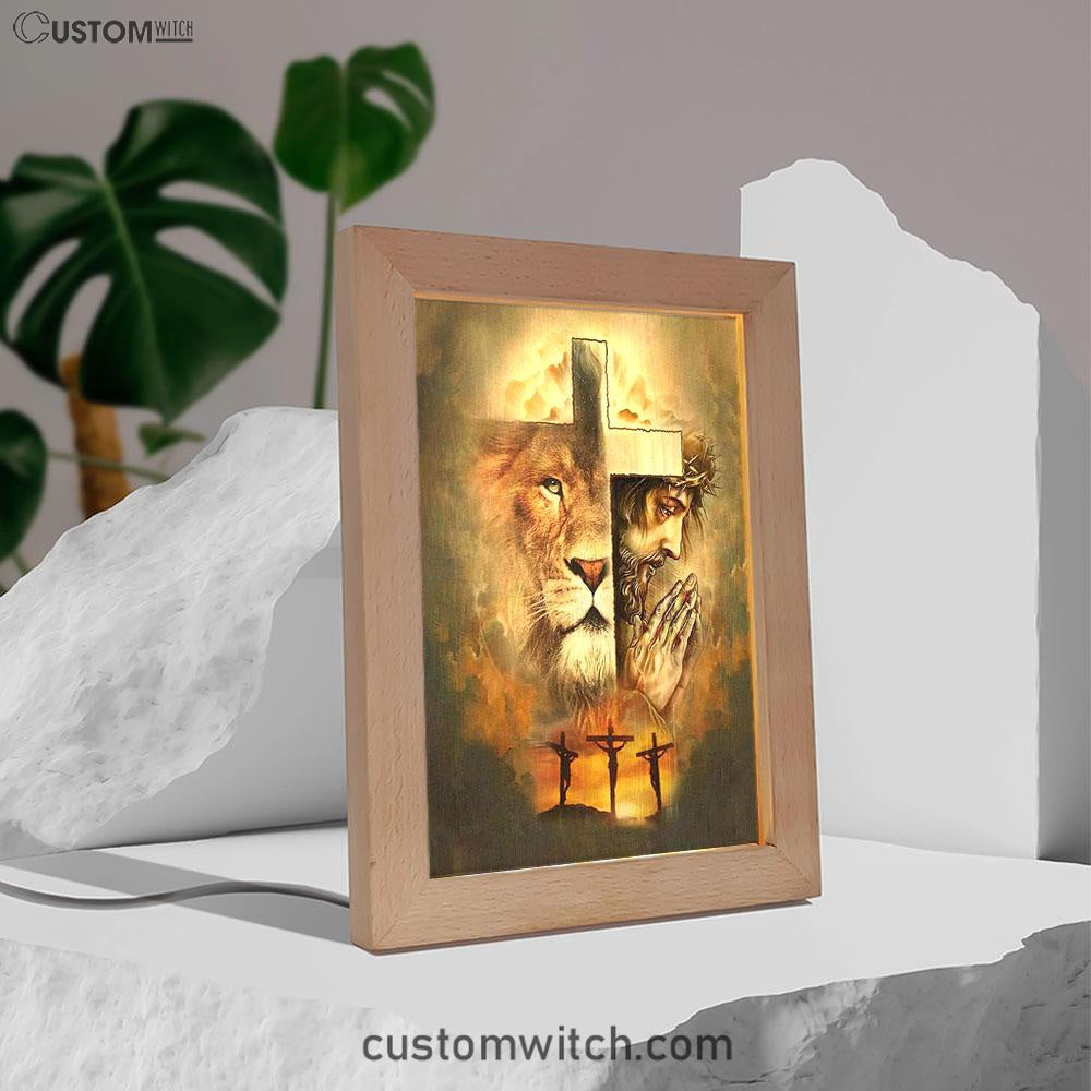 Jesus The Lion Of Judah Frame Lamp Prints - Bible Verse Decor - Scripture Art