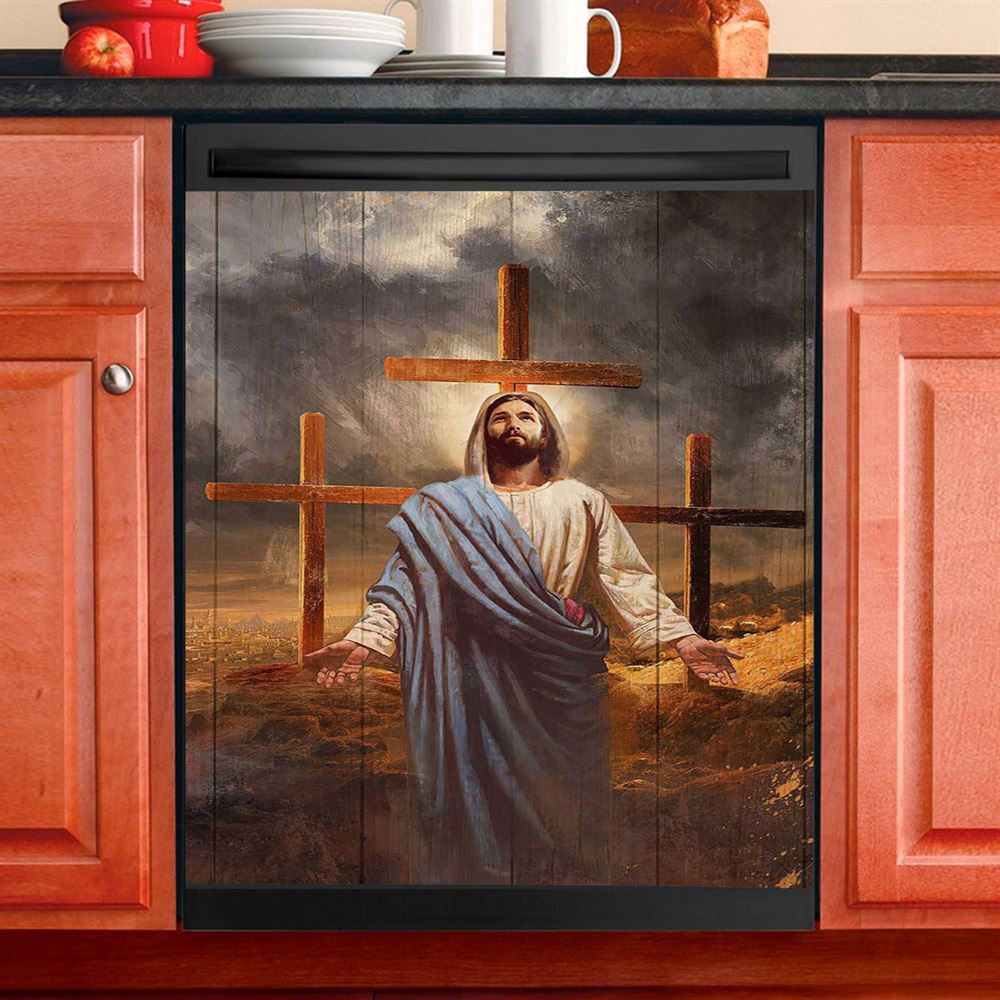 Jesus The Lion Of Judah Is My God Dishwasher Cover, Bible Verse Dishwasher Wrap, Scripture Kitchen Decoration