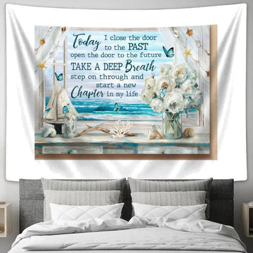 Jesus Today I Close The Door To The Past Open The Door To The Future Tapestry, Tapestries for Living Room Bedroom