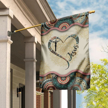 Jesus Vintage Mandala House Flag, Christian Flag, Christian Flag, Scripture Flag, Garden Banner