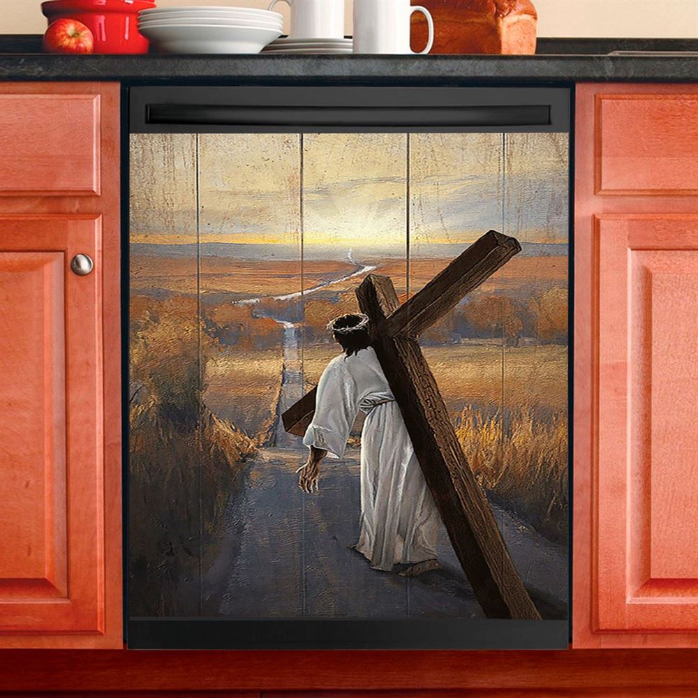 Jesus Walk On Water White Dishwasher Cover, White Jesus Pictures, Christian Kitchen Decoration