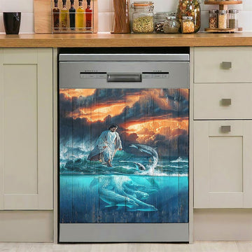 Jesus Walking On The Road To Emmaus Dishwasher Cover, Christian Dishwasher Wrap, Religious Kitchen Decoration