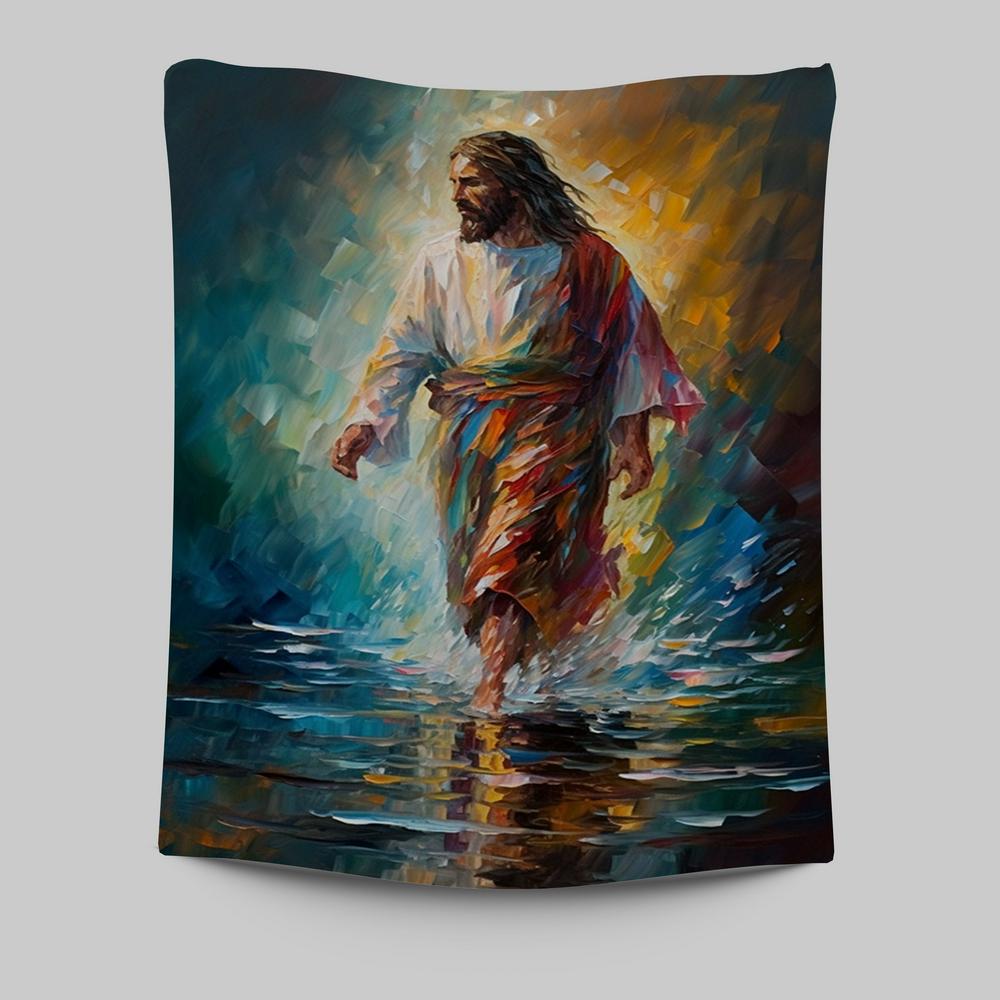 Jesus Walking On The Water 1 Tapestry Prints - Jesus Tapestry Art - Christian Wall Art Decor
