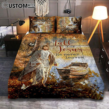 Jesus Walking On The Water Beautiful Lake Bedroom Quilt Bedding Set - Jesus Portrait Quilt Bedding Set Prints - Christian Bedroom