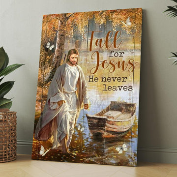 Jesus Walking On The Water, Beautiful Lake, Fall For Jesus Canvas, Christmas Gift for Christian