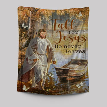 Jesus Walking On The Water, Beautiful Lake, Fall For Jesus Tapestry