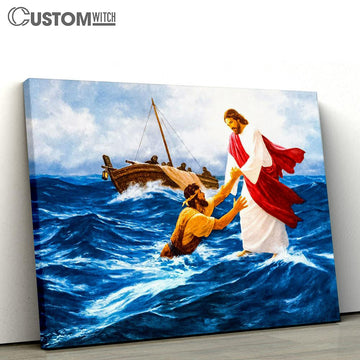 Jesus Walking On The Water Canvas Pictures - Faith Art - Christian Canvas Wall Art Decor
