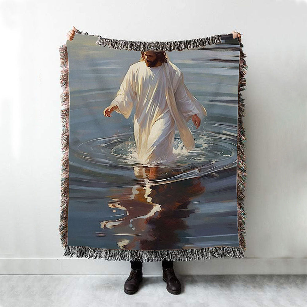 Jesus Walking On The Water Woven Blanket Prints - Jesus Woven Blanket Art - Christian Throw Blanket Decor