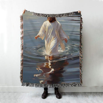 Jesus Walking On The Water Woven Blanket Prints - Jesus Woven Blanket Art - Christian Throw Blanket Decor