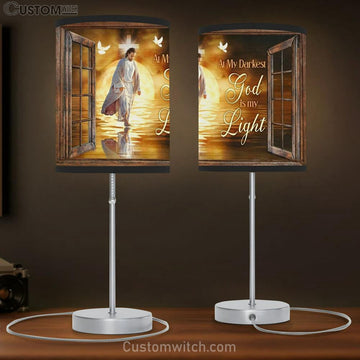 Jesus Walking On Water, Amazing Sunset, At My Darkest, God Is My Light Table Lamp