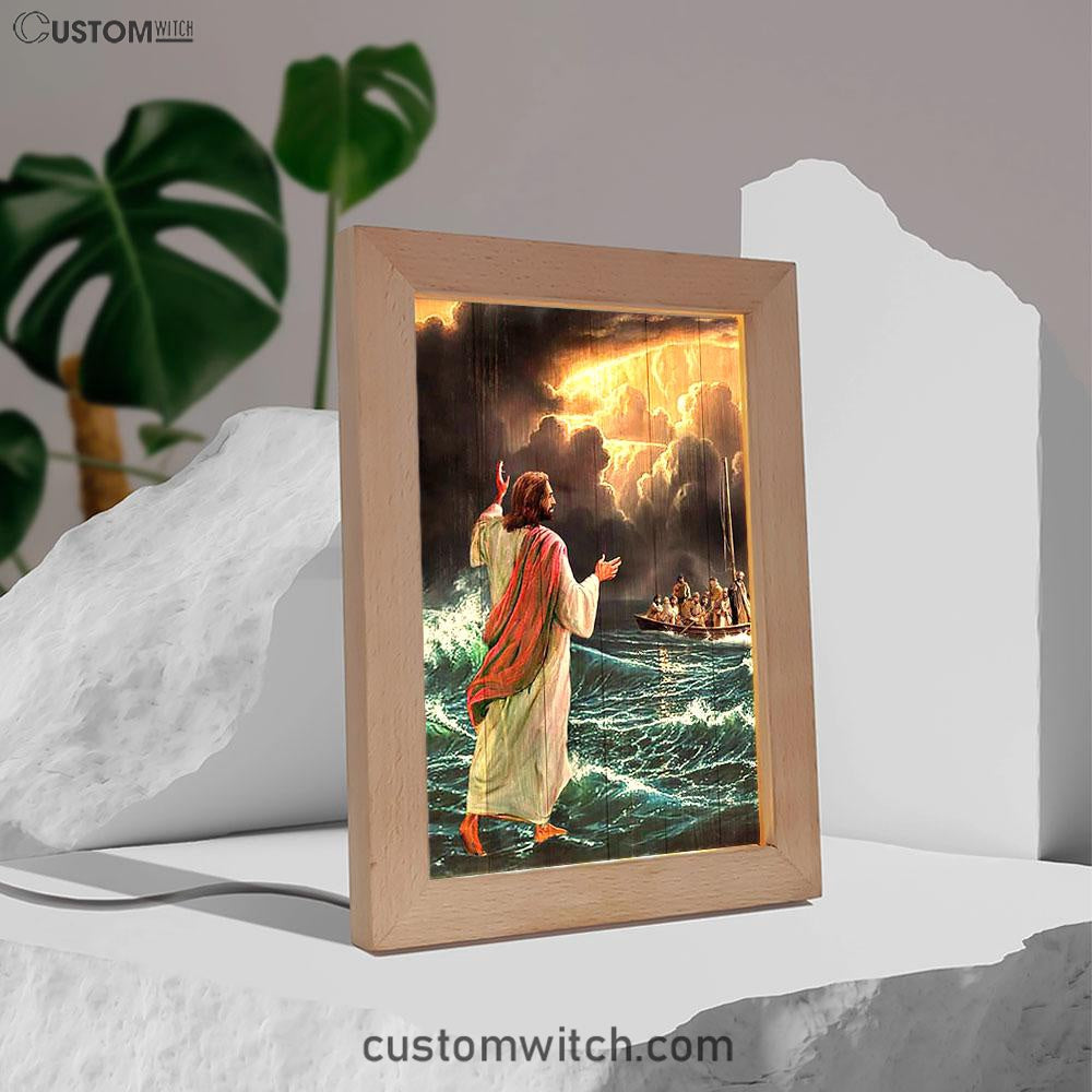 Jesus Walking On Water Art Frame Lamp - Jesus Portrait Frame Lamp Prints - Christian Art