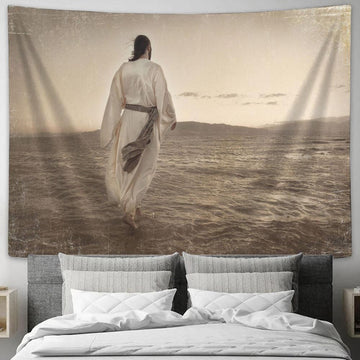 Jesus Walking On Water Art Tapestry - Jesus Christ Picture - Christian Home Decor