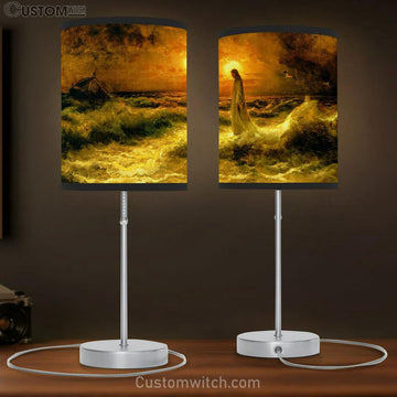 Jesus Walking On Water Table Lamp Pictures - Faith Art - Christian Table Lamp Gift Decor
