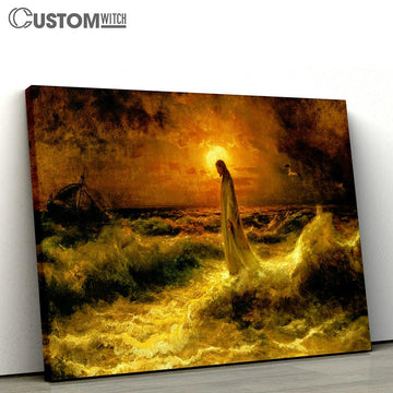 Jesus Walking On Water Canvas Pictures - Faith Art - Christian Canvas Wall Art Decor