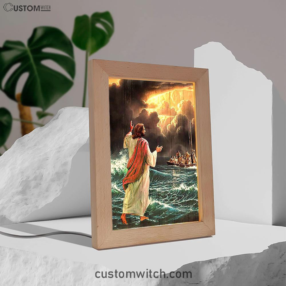 Jesus Walking On Water Frame Lamp Art - Christian Art - Bible Verse Art - Religious Home Decor