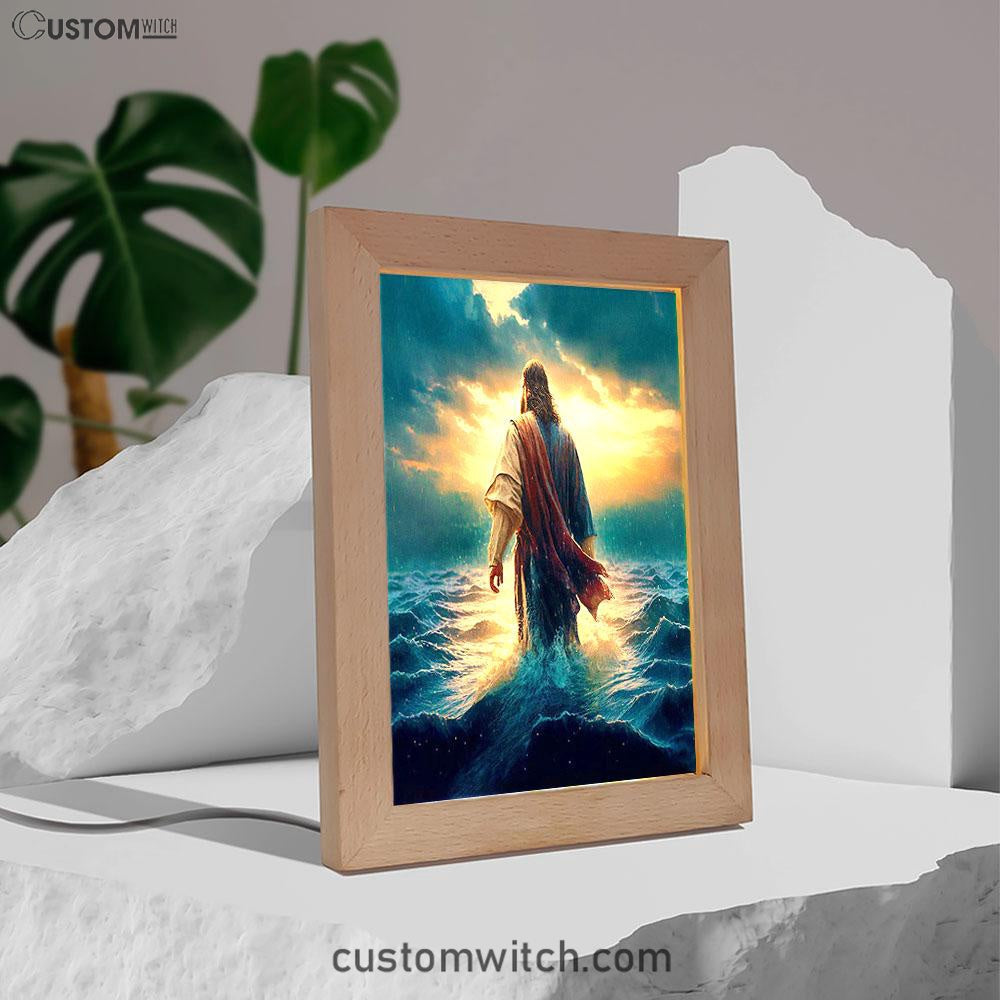 Jesus Walking On Water Frame Lamp Print - Jesus Decor - Christian Art
