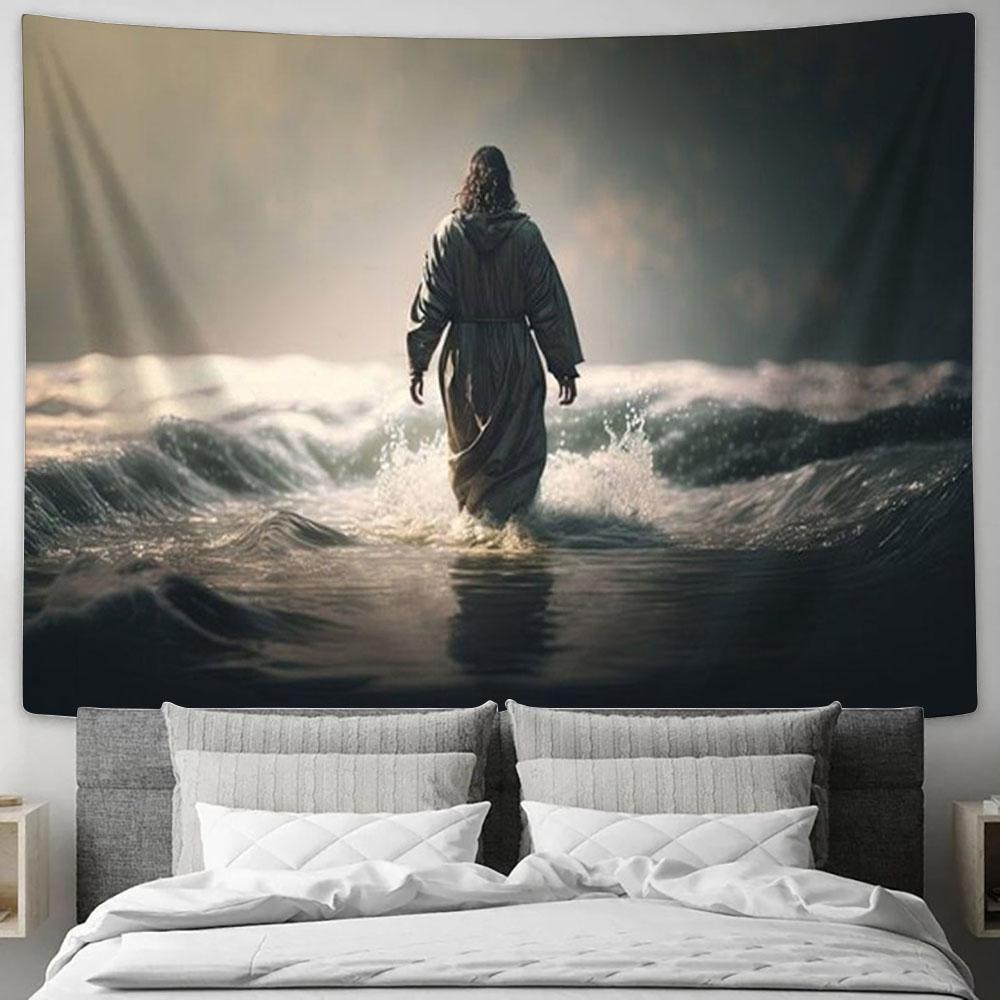 Jesus Walking On Water Tapestry Pictures - Jesus Christ Picture - Christian Home Decor