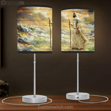 Jesus Walking On Water, Watercolor Painting Table Lamp