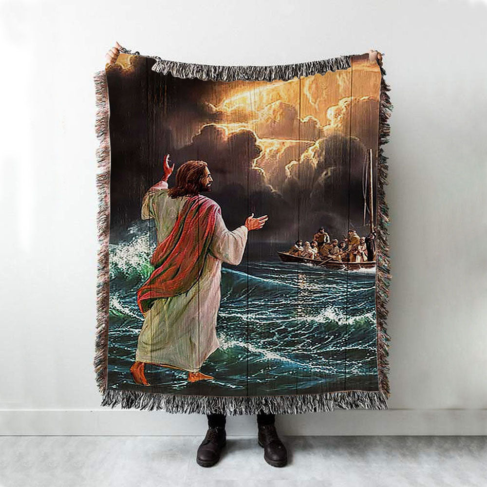 Jesus Walking On Water Woven Blanket Art - Christian Art - Bible Verse Throw Blanket - Religious Home Decor