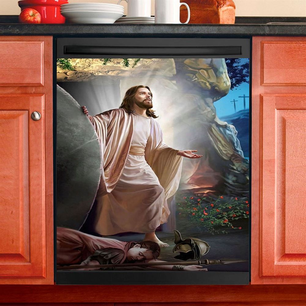 Jesus Walking On Water Yellow Butterfly Dishwasher Cover, Christian Dishwasher Wrap, Bible Verse Kitchen Decoration
