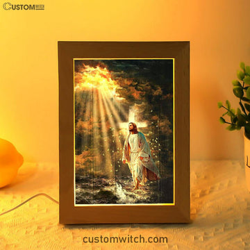 Jesus Walking On Water Yellow Butterfly Frame Lamp Art - Christian Art - Bible Verse Art - Religious Home Decor
