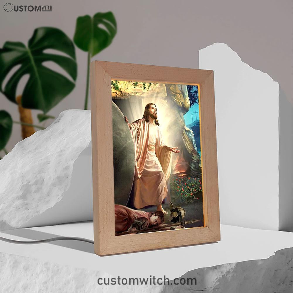 Jesus Walking Out Of Tomb Frame Lamp Pictures - Jesus Art Prints - Jesus Art - Christian Home Decor
