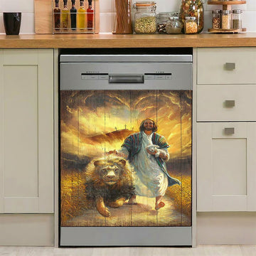 Jesus Walking Through The Sea Dishwasher Cover, Christian Dishwasher Wrap, Jesus Kitchen Decoration