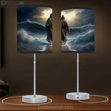 Jesus Walking Water 1 Table Lamp Pictures - Faith Art - Christian Table Lamp Gift Decor
