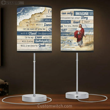 Jesus Walks On Beach Table Lamp - I Can Only Imagine Table Lamp Gift - Bible Verse Table Lamp - Religious Bedroom Decor