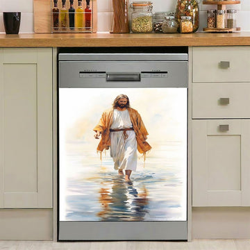 Jesus Walks On The Sea Dishwasher Cover, Jesus Dishwasher Wrap, Christian Kitchen Decoration