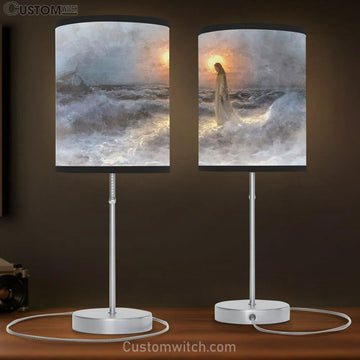 Jesus Walks On The Water Table Lamp Art - Christian Lamp Gift Decor - Jesus Christ Table Lamp
