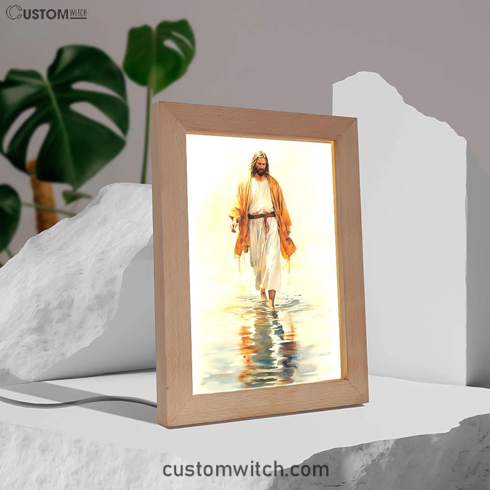 Jesus Walks On The Water Oil Painting Frame Lamp Prints - Jesus Frame Lamp Art - Christian Art Decor